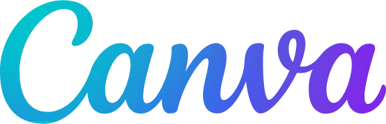 The Canva logo in blue-to-purple gradient script.